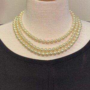 CAMROSE & KROSS JACQUELINE O KENNEDY TRIPLE STRAND FAUX PEARL NECKLACE